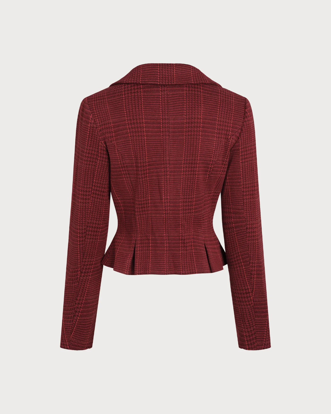 Red Plaid Double Breasted Jacket - Image 8
