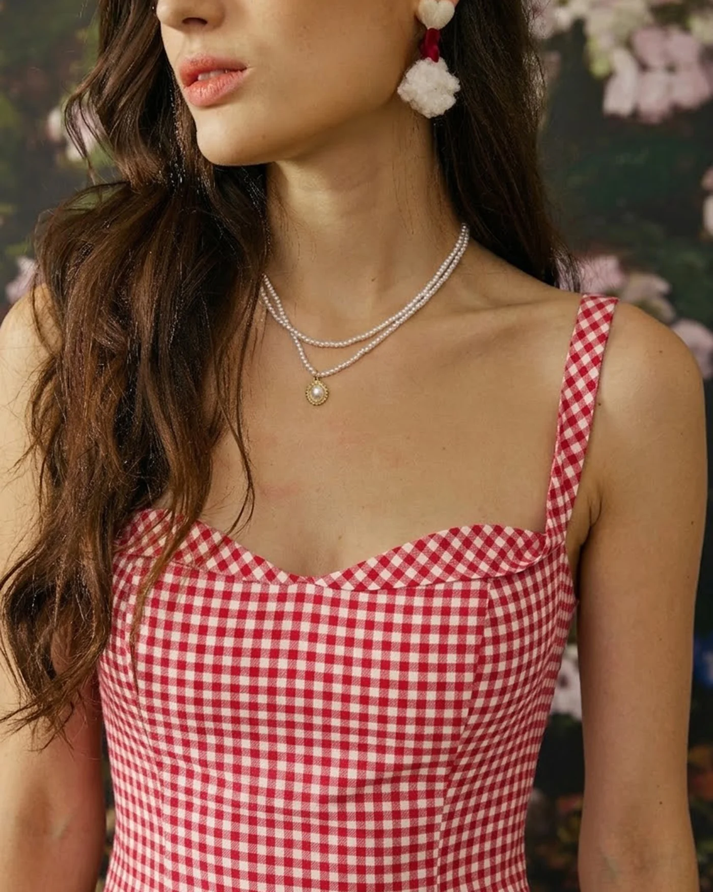 Red Plaid Sweetheart Neck Slip Mini Dress - Image 2