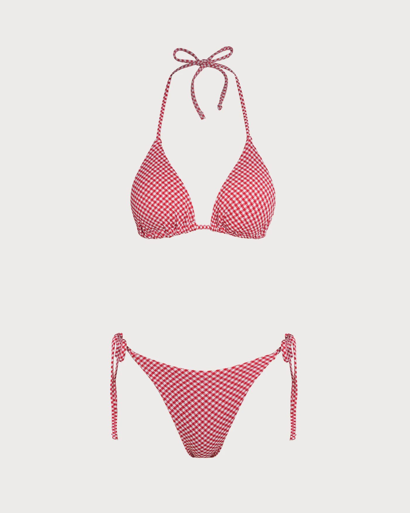 Red Plaid Triangle Bikini Set - Image 6