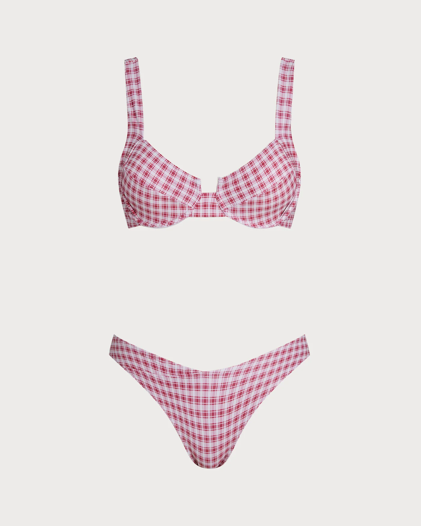 Red Plaid Underwire Bikini Set - Image 2
