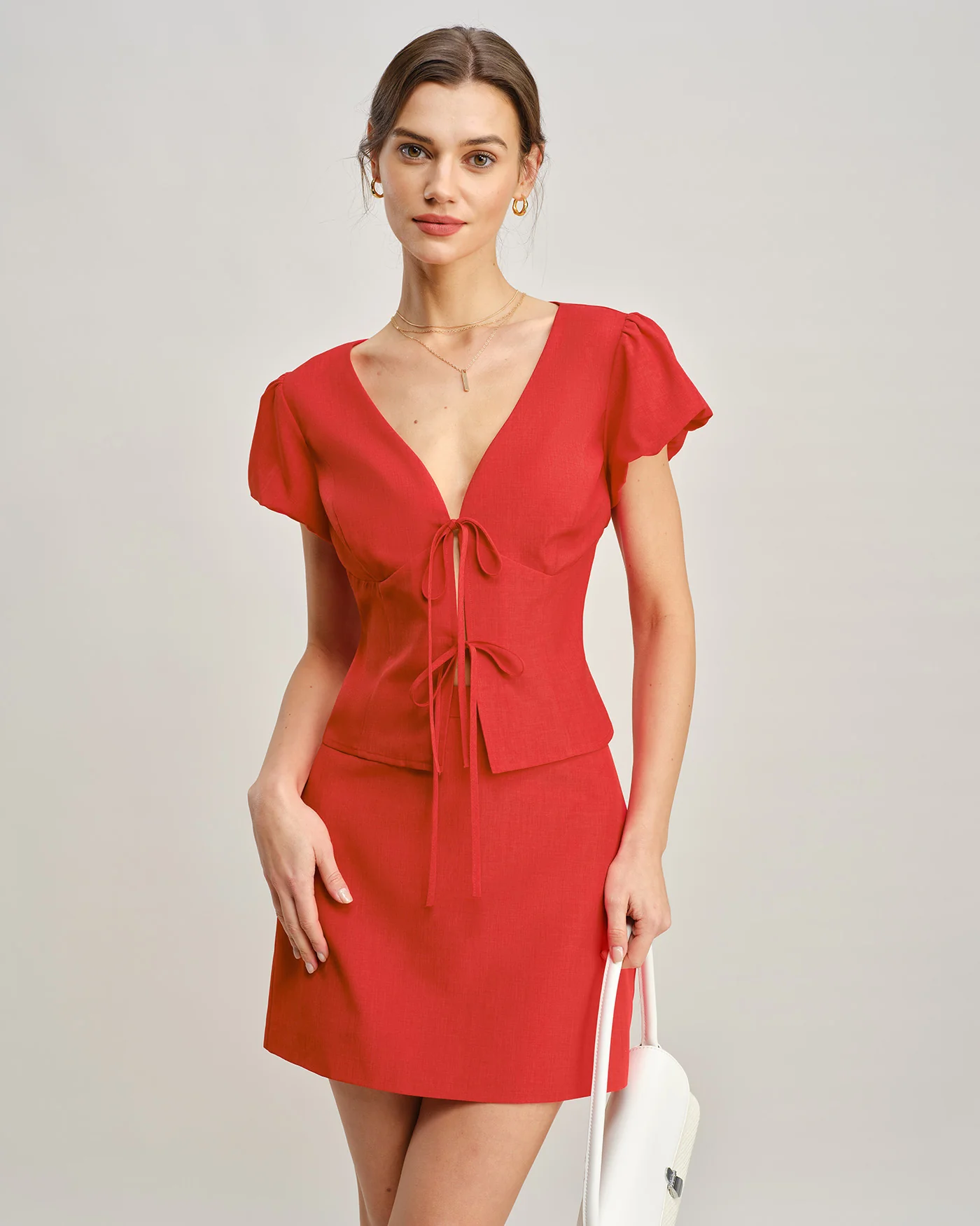 Red Pockets A-Line Mini Skirt - Image 3