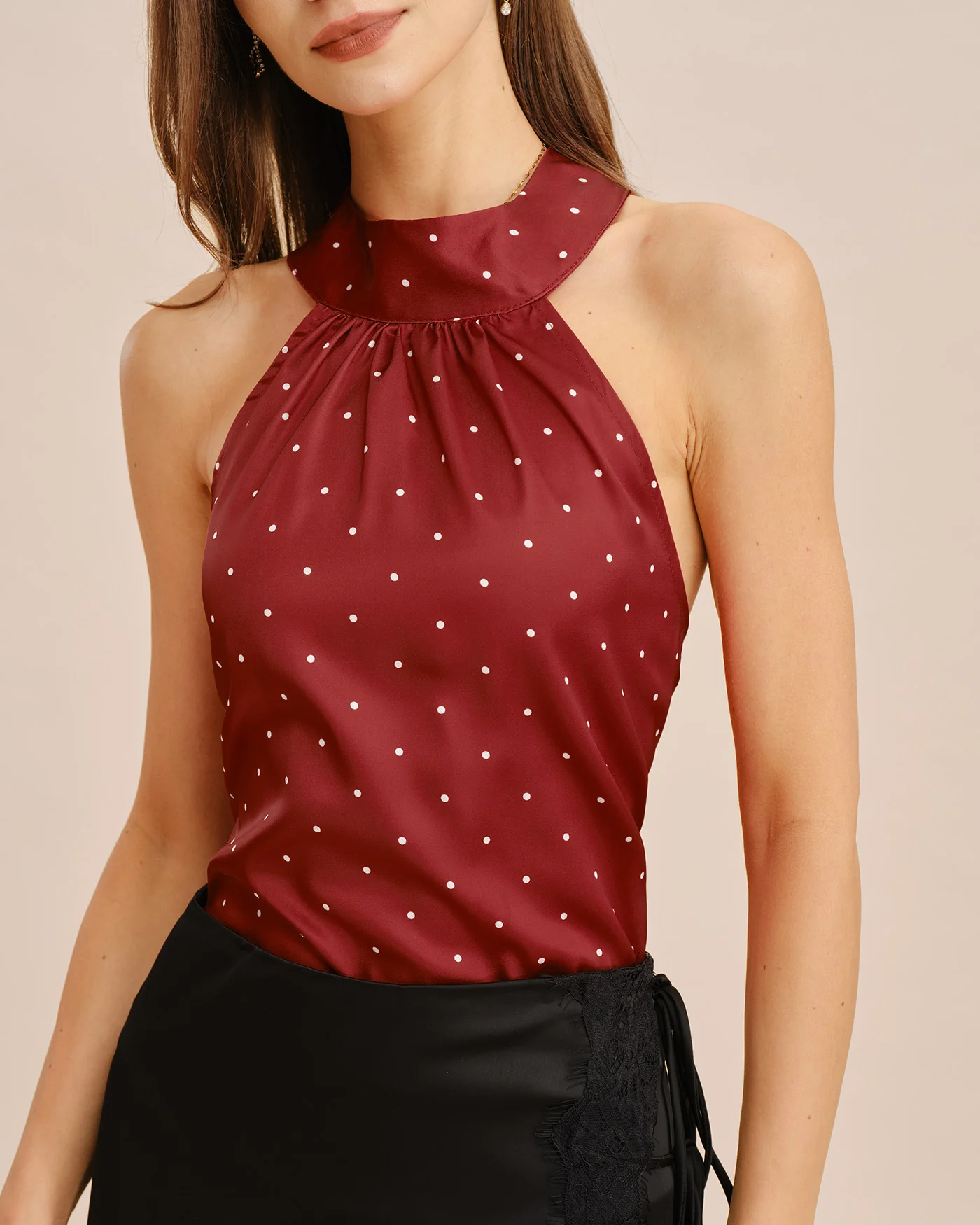 Red Polka Dot Halter Tank Top - Image 2