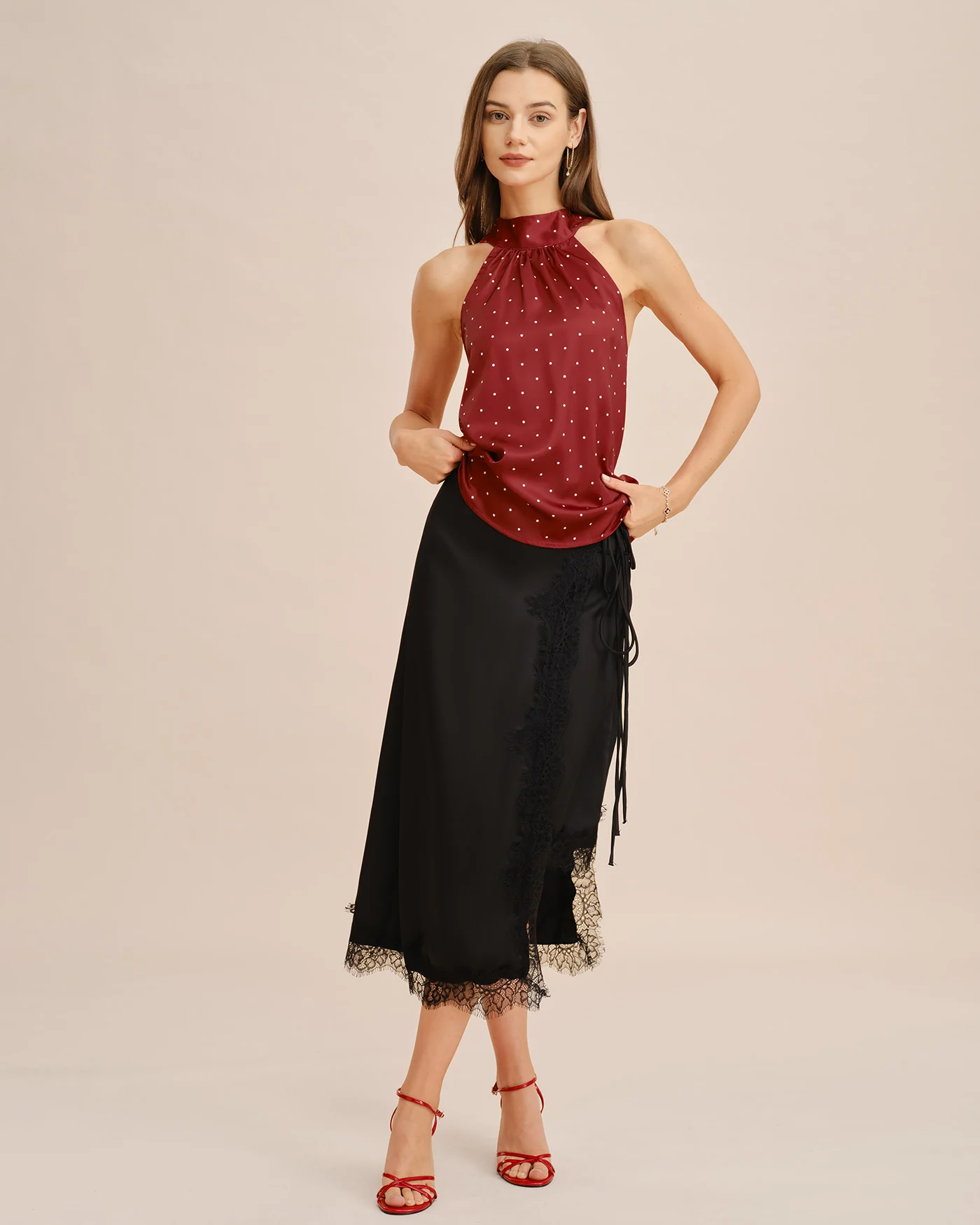 Red Polka Dot Halter Tank Top - Image 3