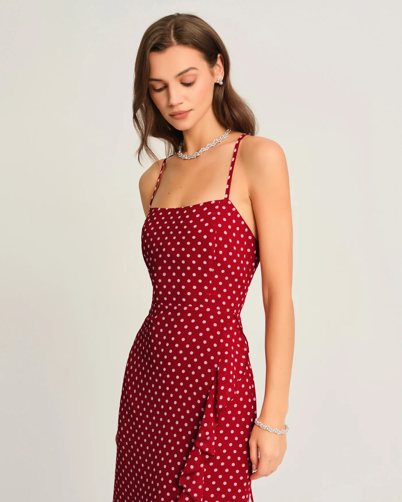 Red Polka Dot Slip Maxi Dress - Image 4