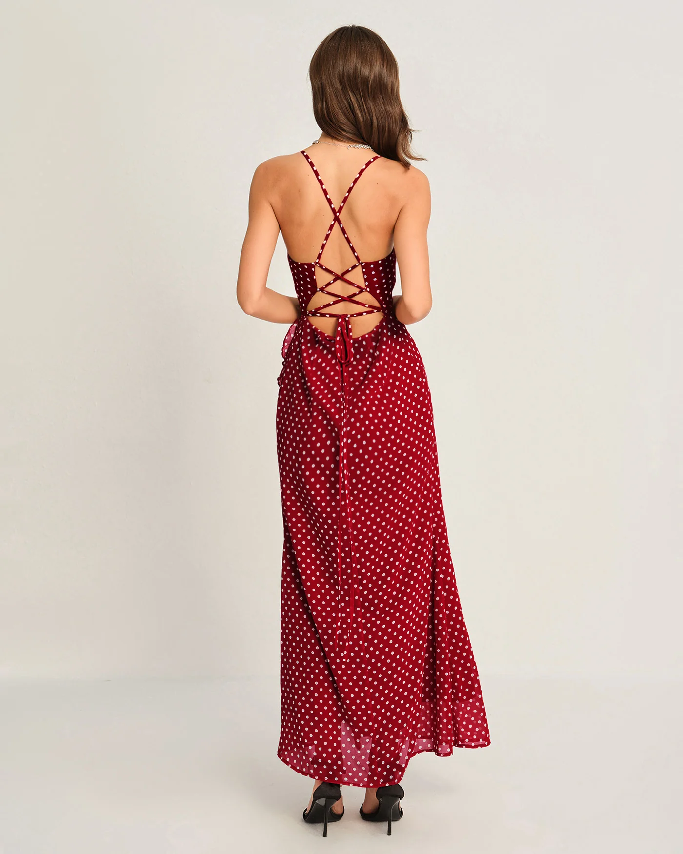 Red Polka Dot Slip Maxi Dress - Image 5