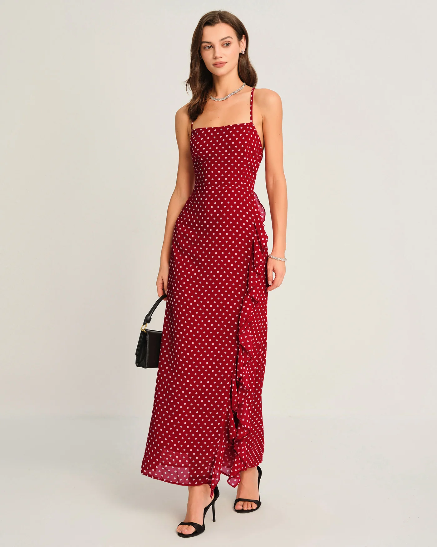 Red Polka Dot Slip Maxi Dress - Image 6
