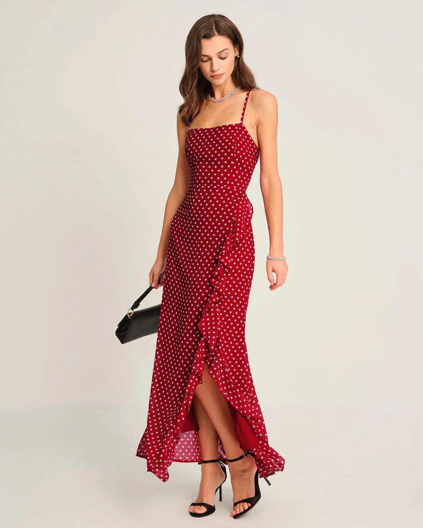 Red Polka Dot Slip Maxi Dress - Image 7