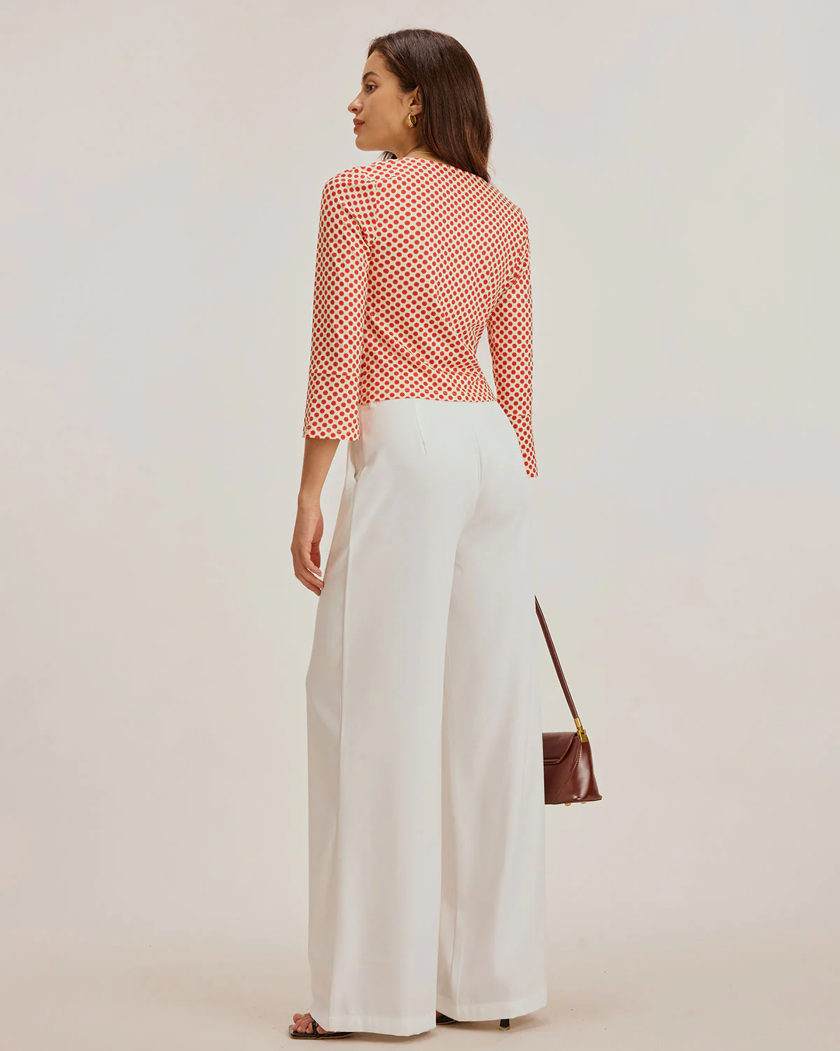 Red Polka Dot U-Neck Bell Sleeve Tee - Image 4