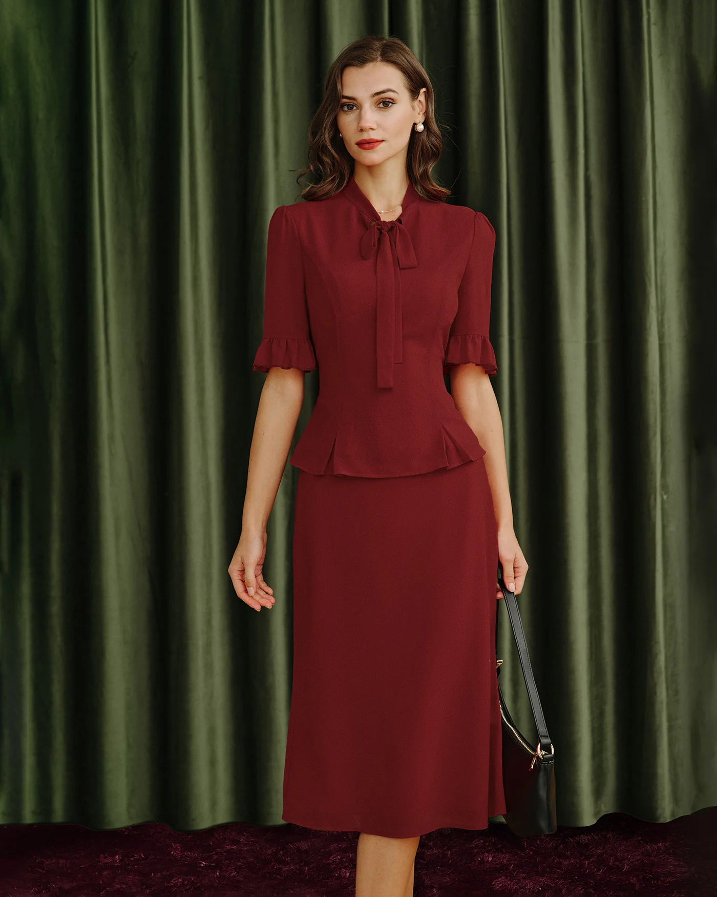 Red Puffed Sleeve Blouse - Image 6