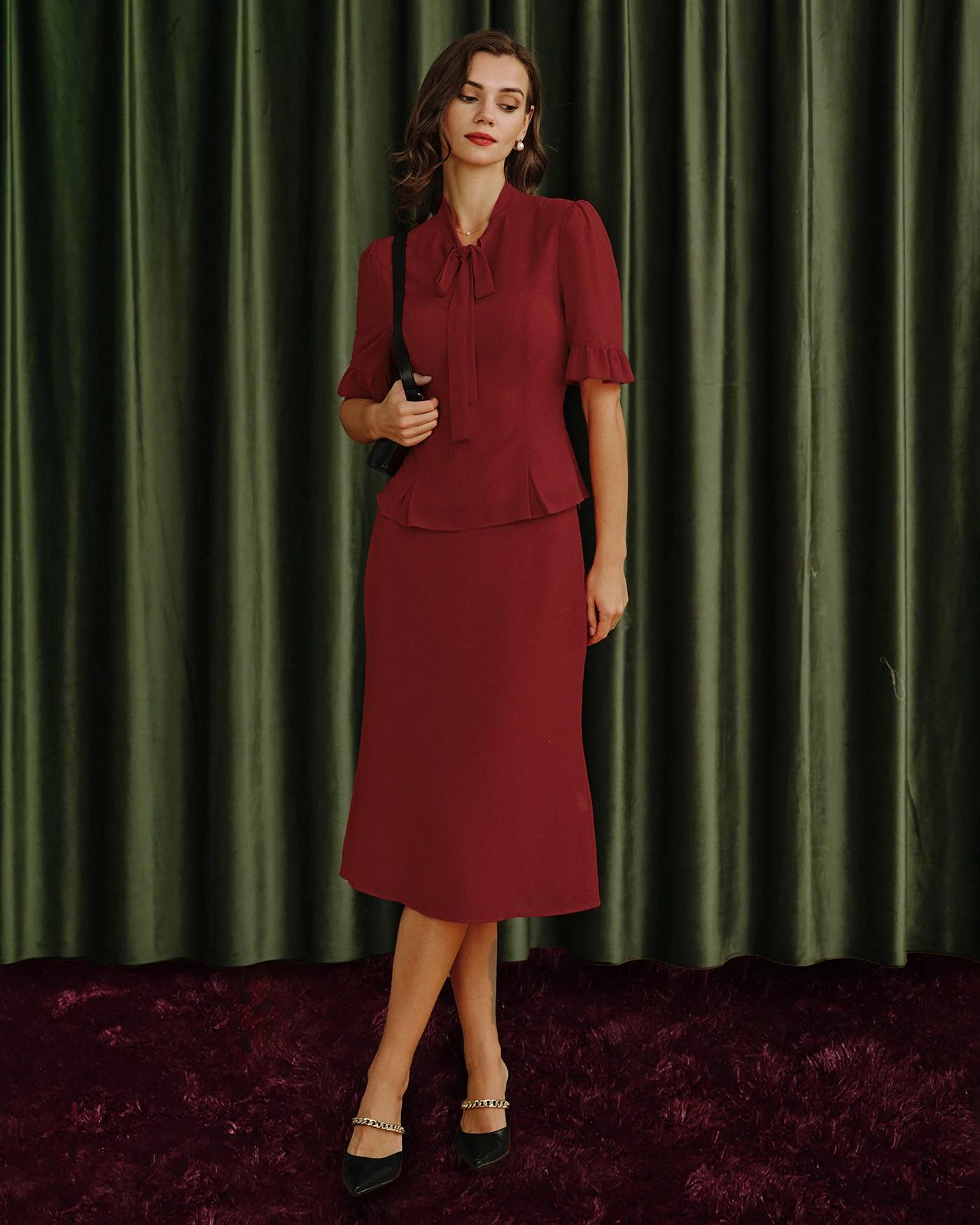 Red Puffed Sleeve Blouse - Image 7