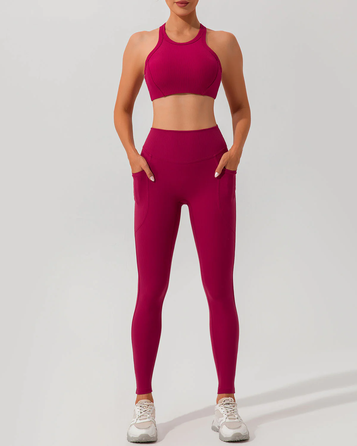 Red Quick-drying High Waisted Yoga Leggings - Image 3
