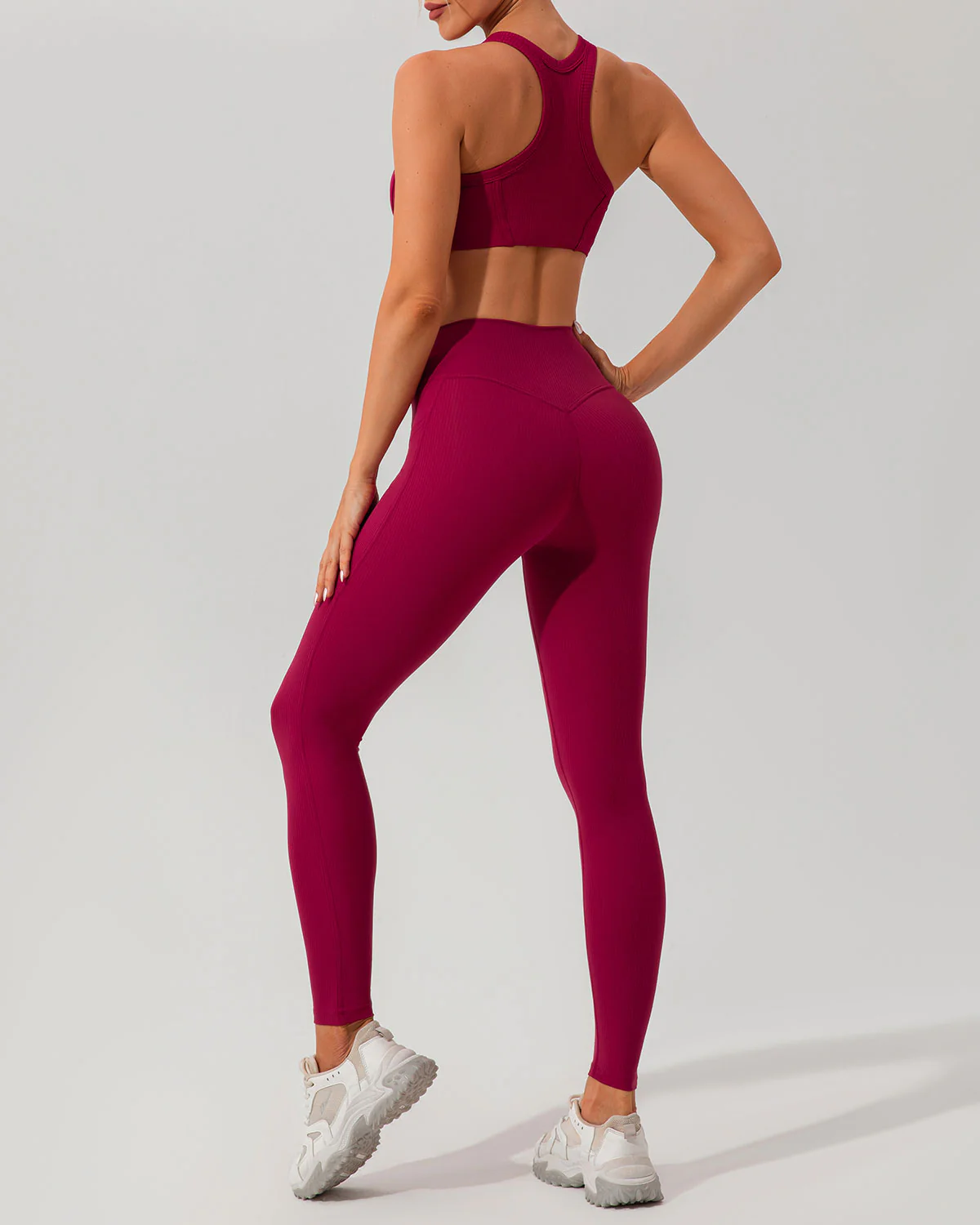 Red Quick-drying High Waisted Yoga Leggings - Image 4