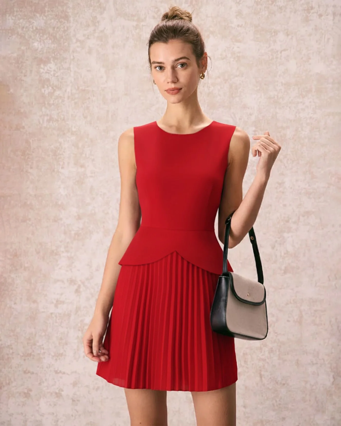 Red Ruched Mini Dress - Image 2