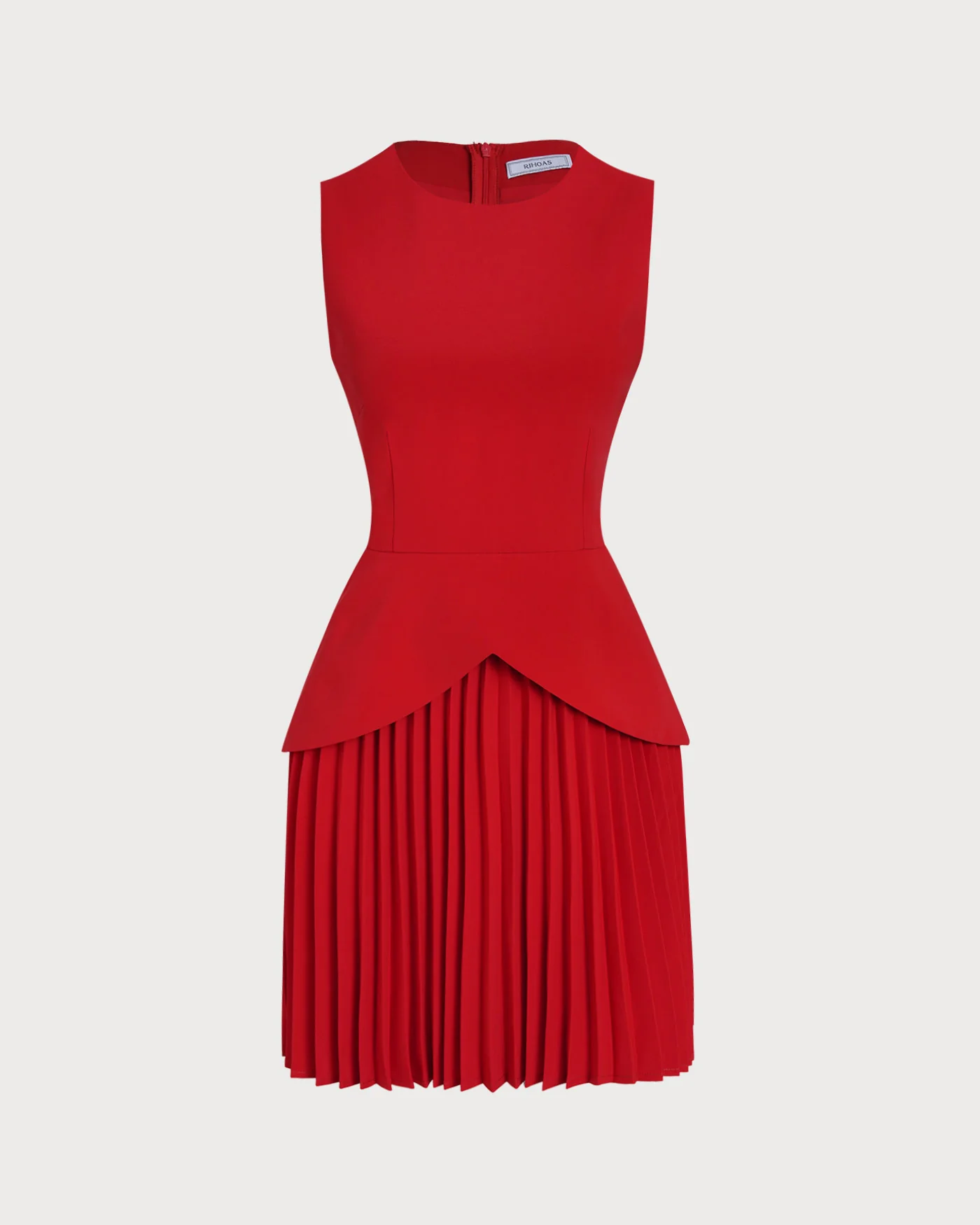 Red Ruched Mini Dress - Image 3