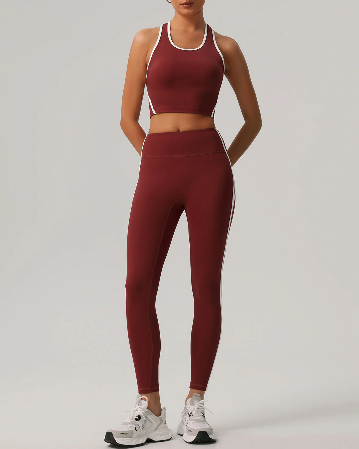 Red Scoop Neck Yoga Tank Top - Light Support - Image 3