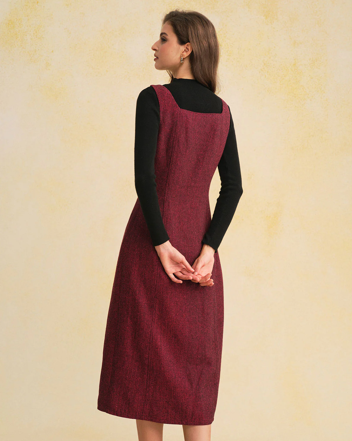 Red Sleeveless Slit Button Midi Dress - Image 5