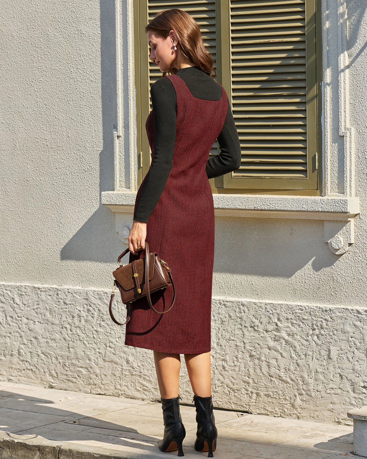 Red Sleeveless Slit Button Midi Dress - Image 9