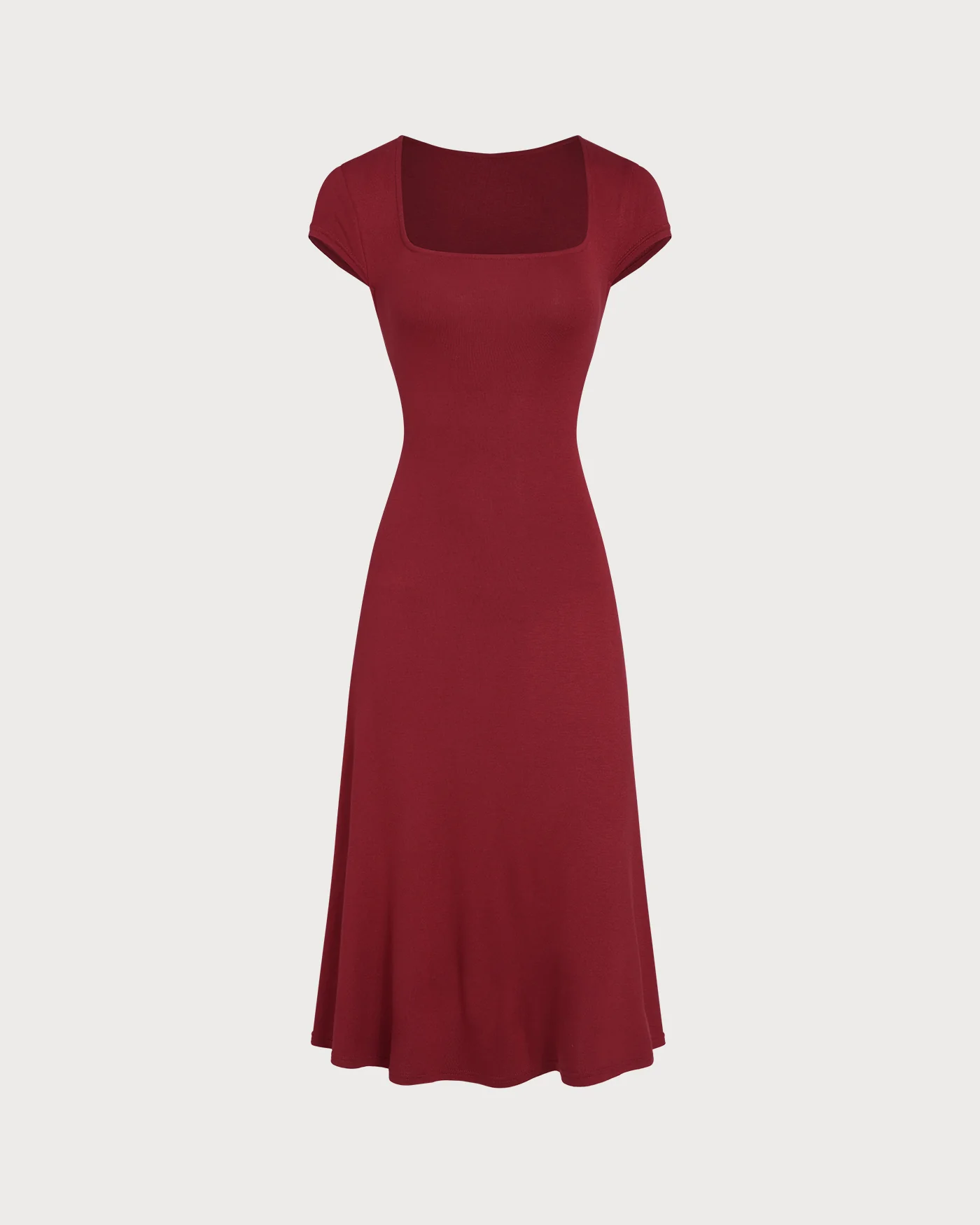 Red Square Neck Pocket Midi Dress - Image 8