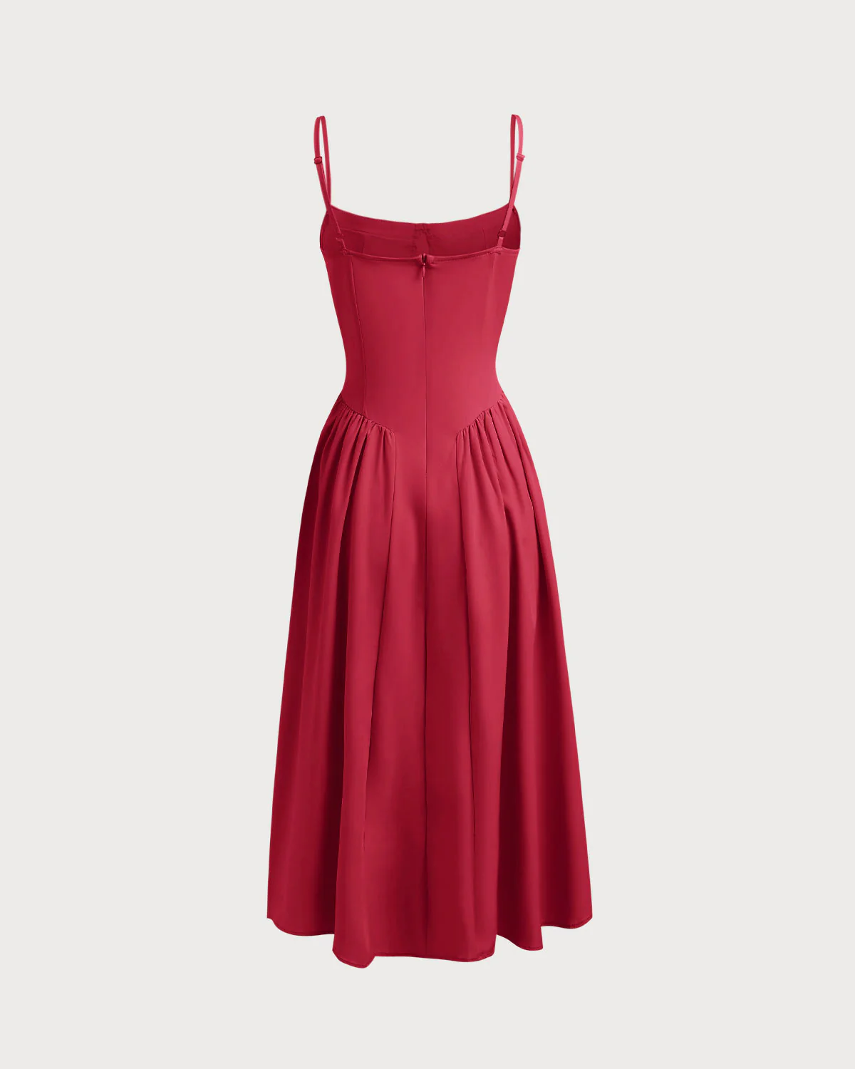 Red Square Neck Pocket Slip Midi Dress - Image 7
