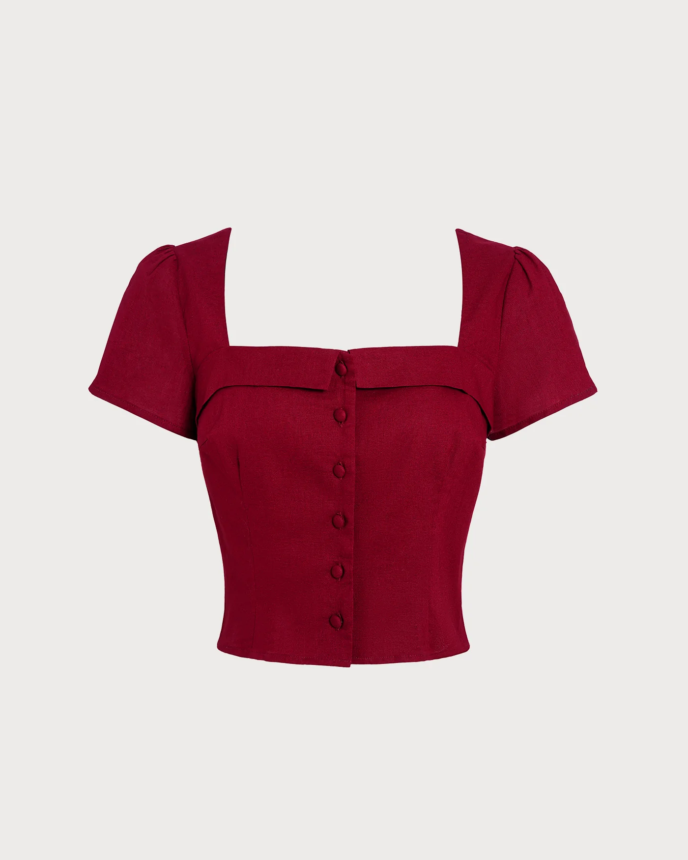 Red Square Neck X Cross Tie Blouse - Image 6