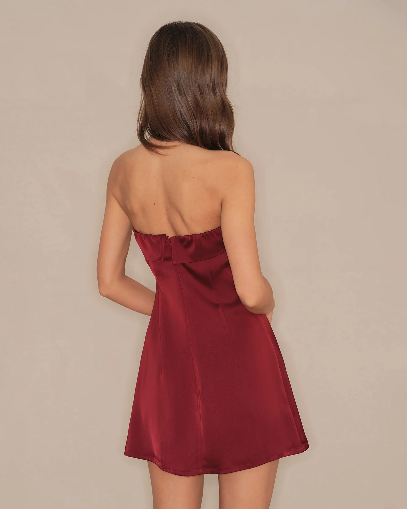 Red Strapless A-Line Mini Dress - Image 5