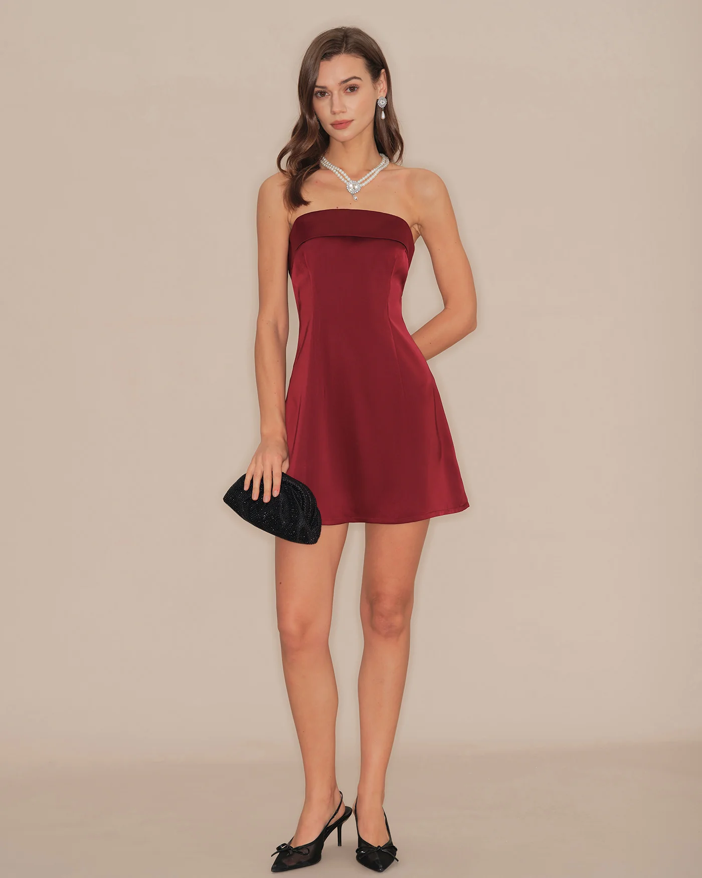Red Strapless A-Line Mini Dress - Image 6