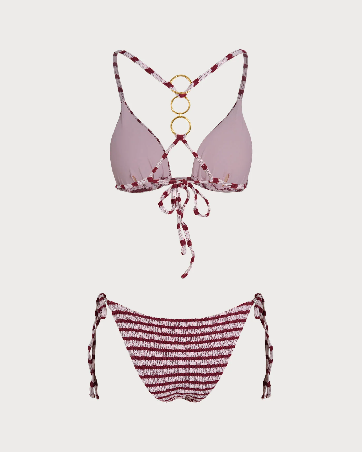 Red Striped Triangle Bikini Set - Image 3