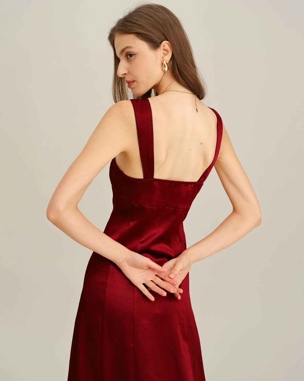 Red Sweetheart Neck A-Line Maxi Dress - Image 3
