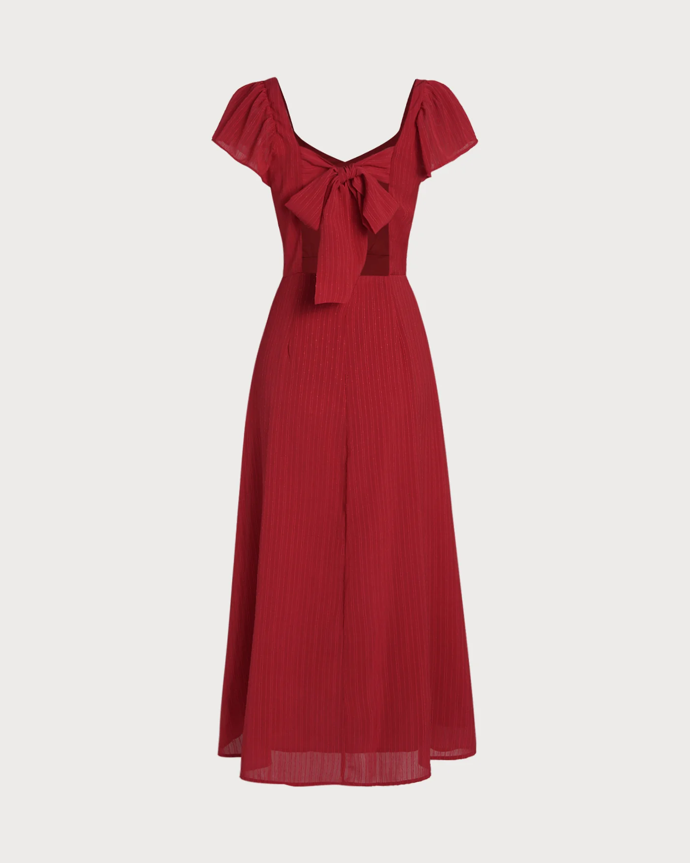 Red Sweetheart Neck Jacquard Maxi Dress - Image 10