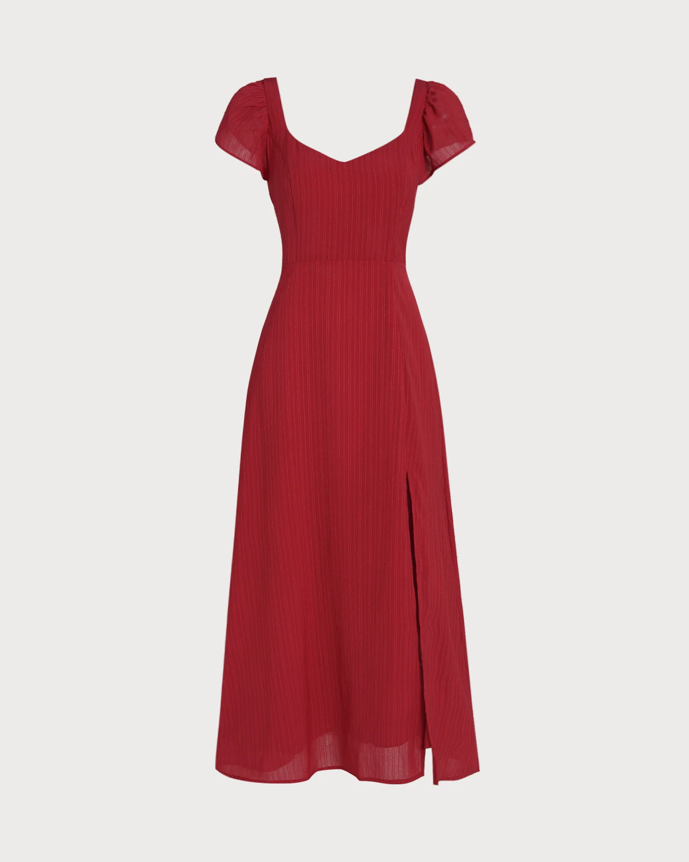 Red Sweetheart Neck Jacquard Maxi Dress - Image 9