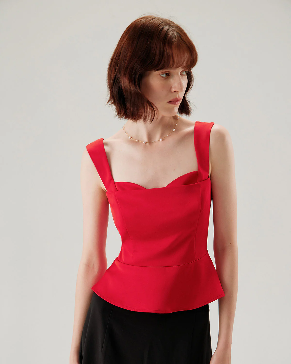 Red Sweetheart Neck Ruffle Tank Top - Image 3