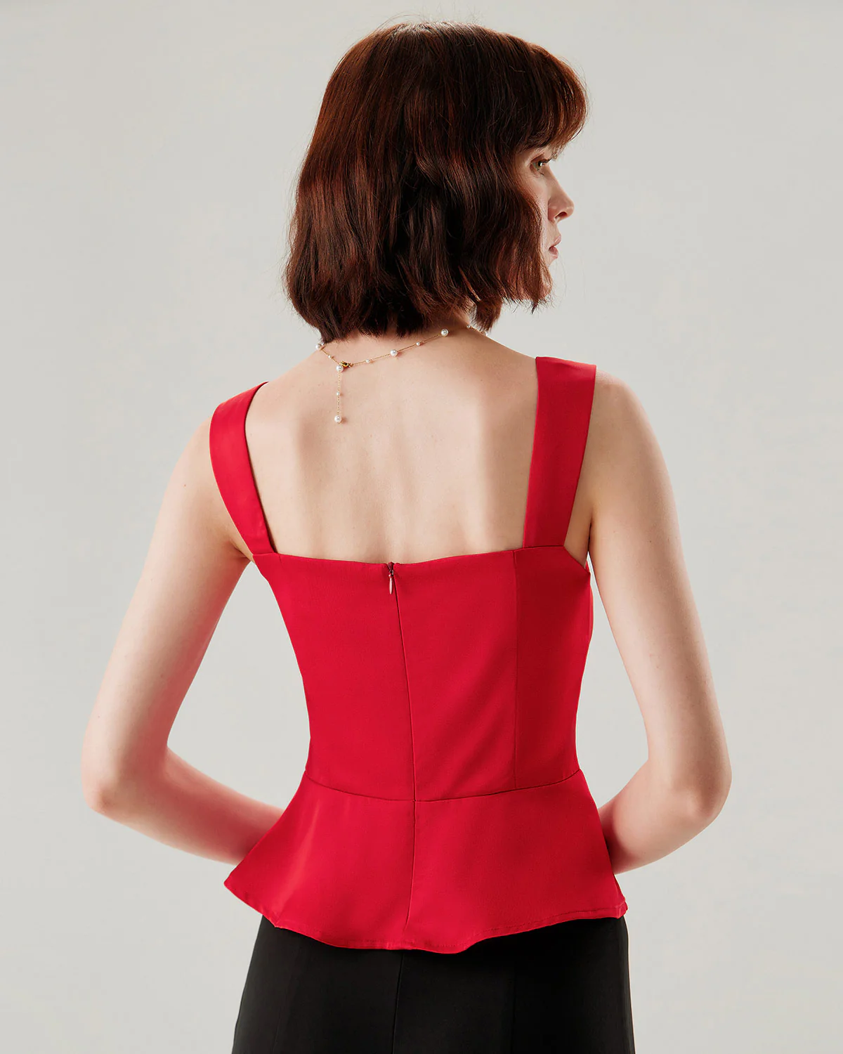 Red Sweetheart Neck Ruffle Tank Top - Image 5