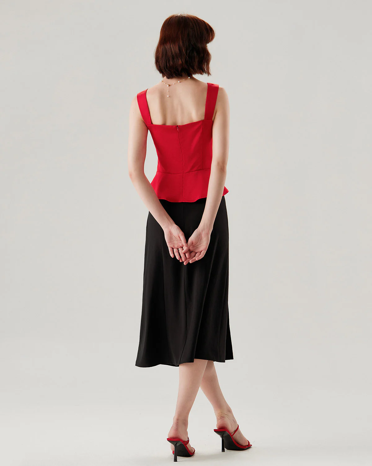 Red Sweetheart Neck Ruffle Tank Top - Image 7
