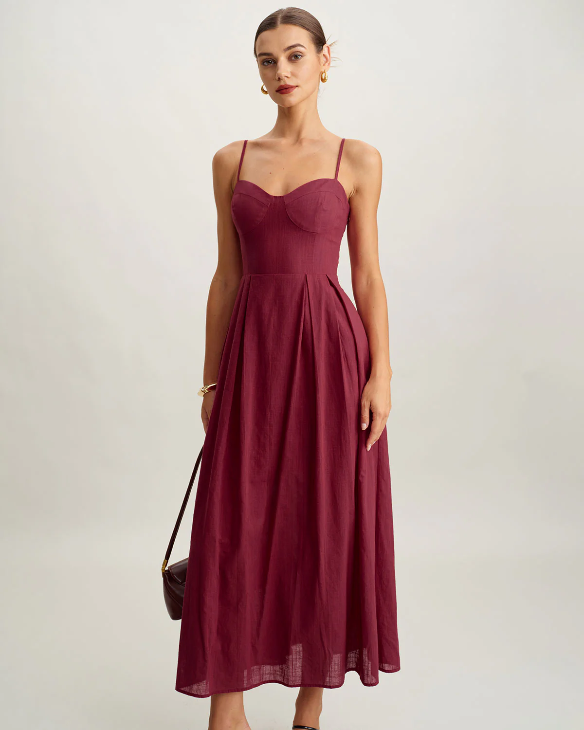 Red Sweetheart Neck Sleeveless Slip Maxi Dress - Image 3