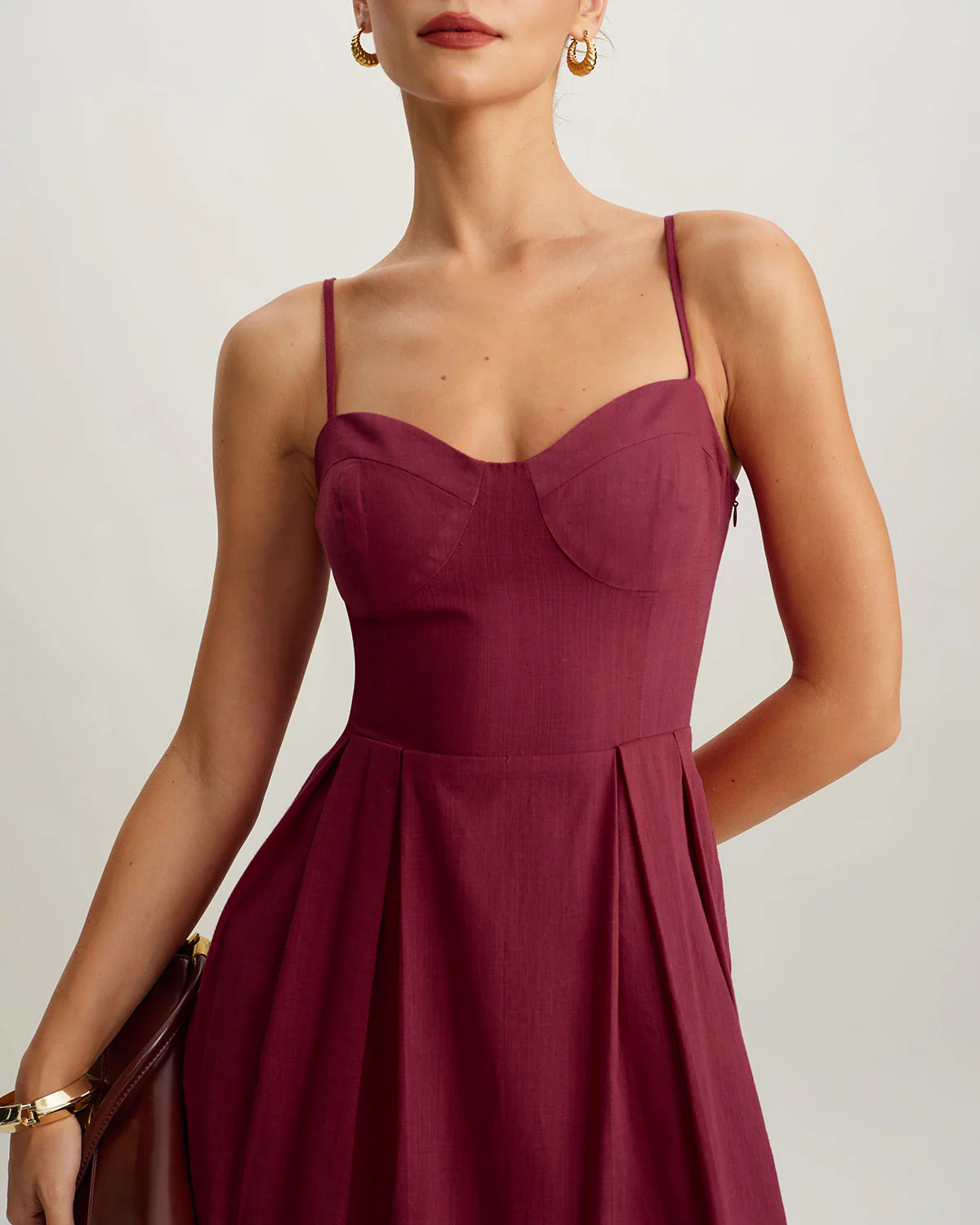 Red Sweetheart Neck Sleeveless Slip Maxi Dress - Image 4