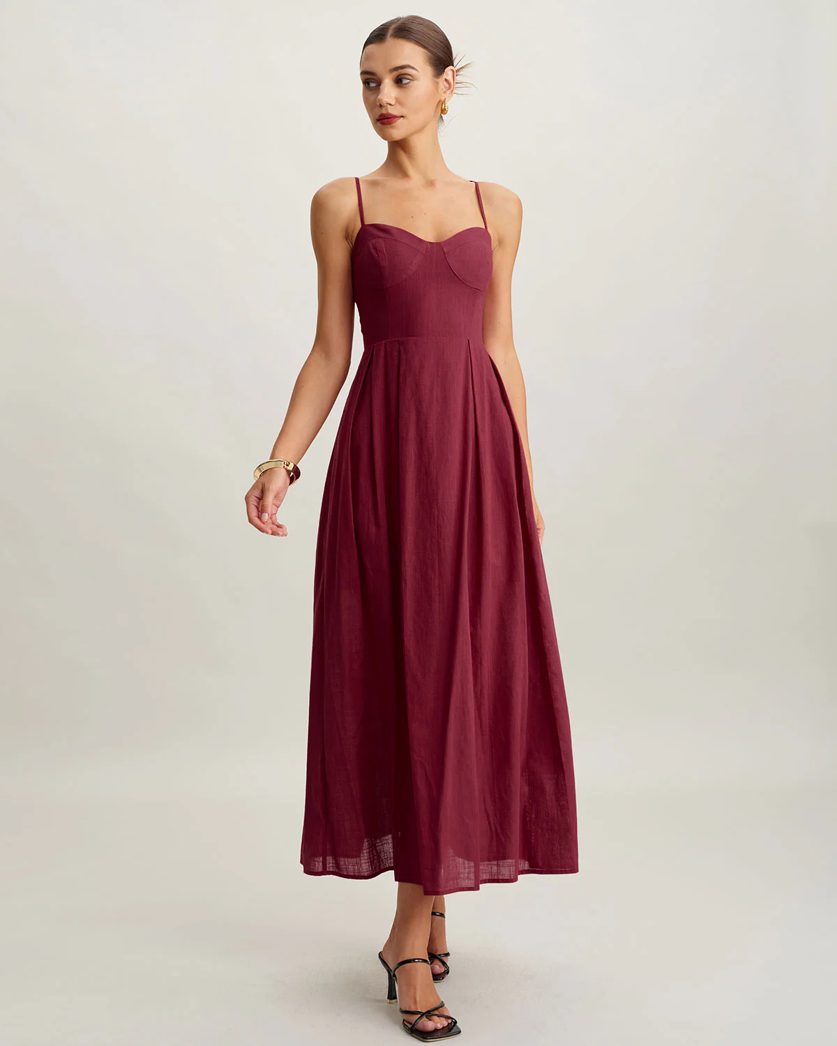 Red Sweetheart Neck Sleeveless Slip Maxi Dress - Image 5