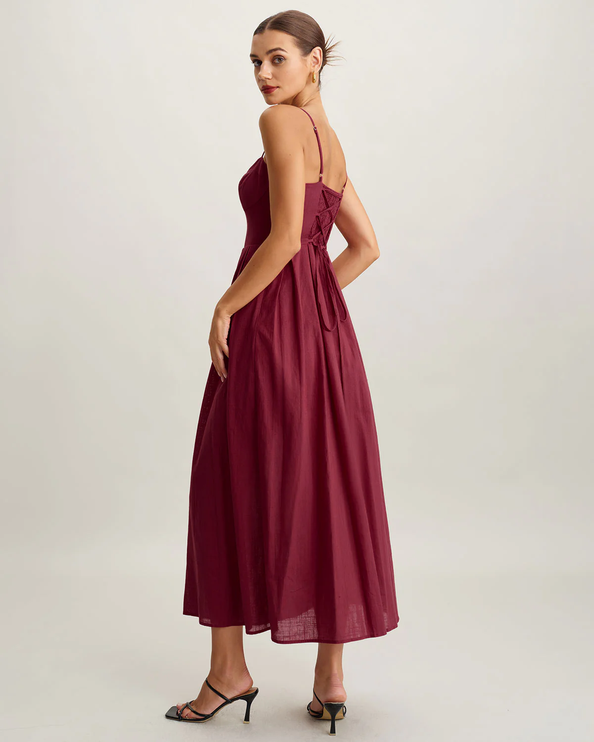 Red Sweetheart Neck Sleeveless Slip Maxi Dress - Image 6