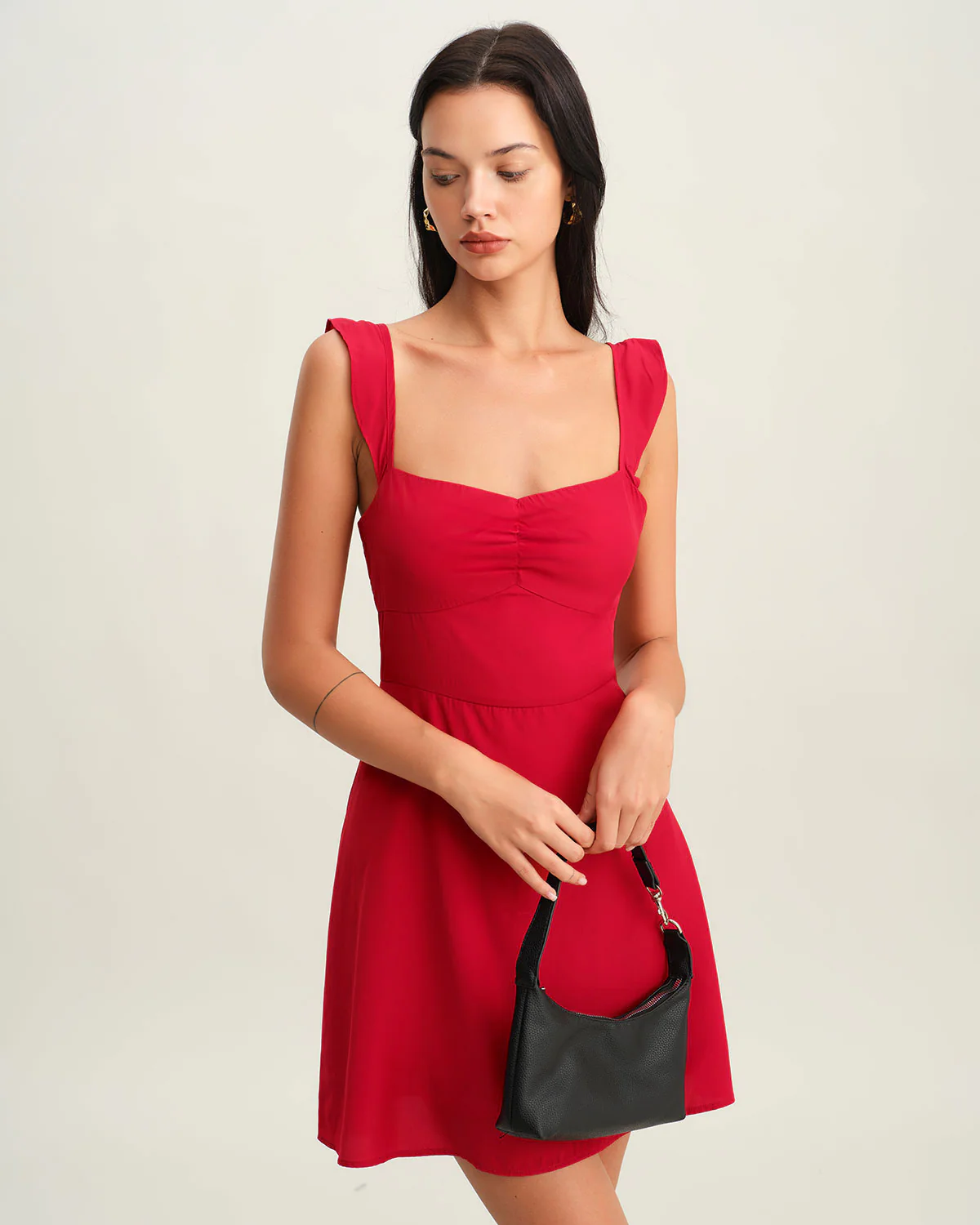Red Sweetheart Neck Slip Mini Dress - Image 2