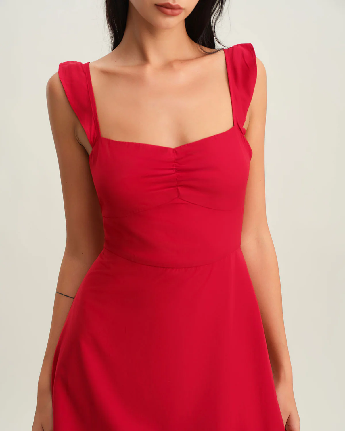 Red Sweetheart Neck Slip Mini Dress - Image 3