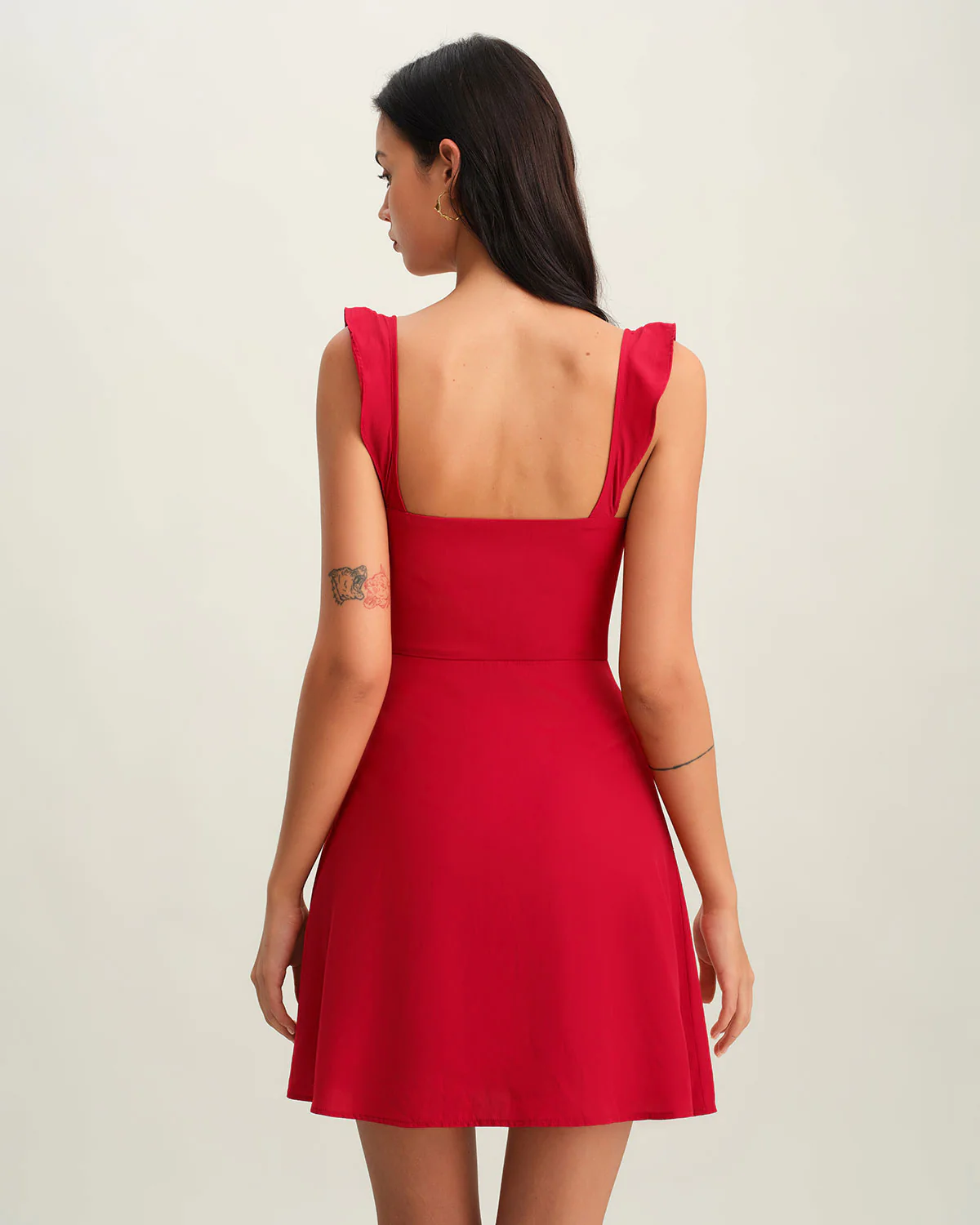 Red Sweetheart Neck Slip Mini Dress - Image 4