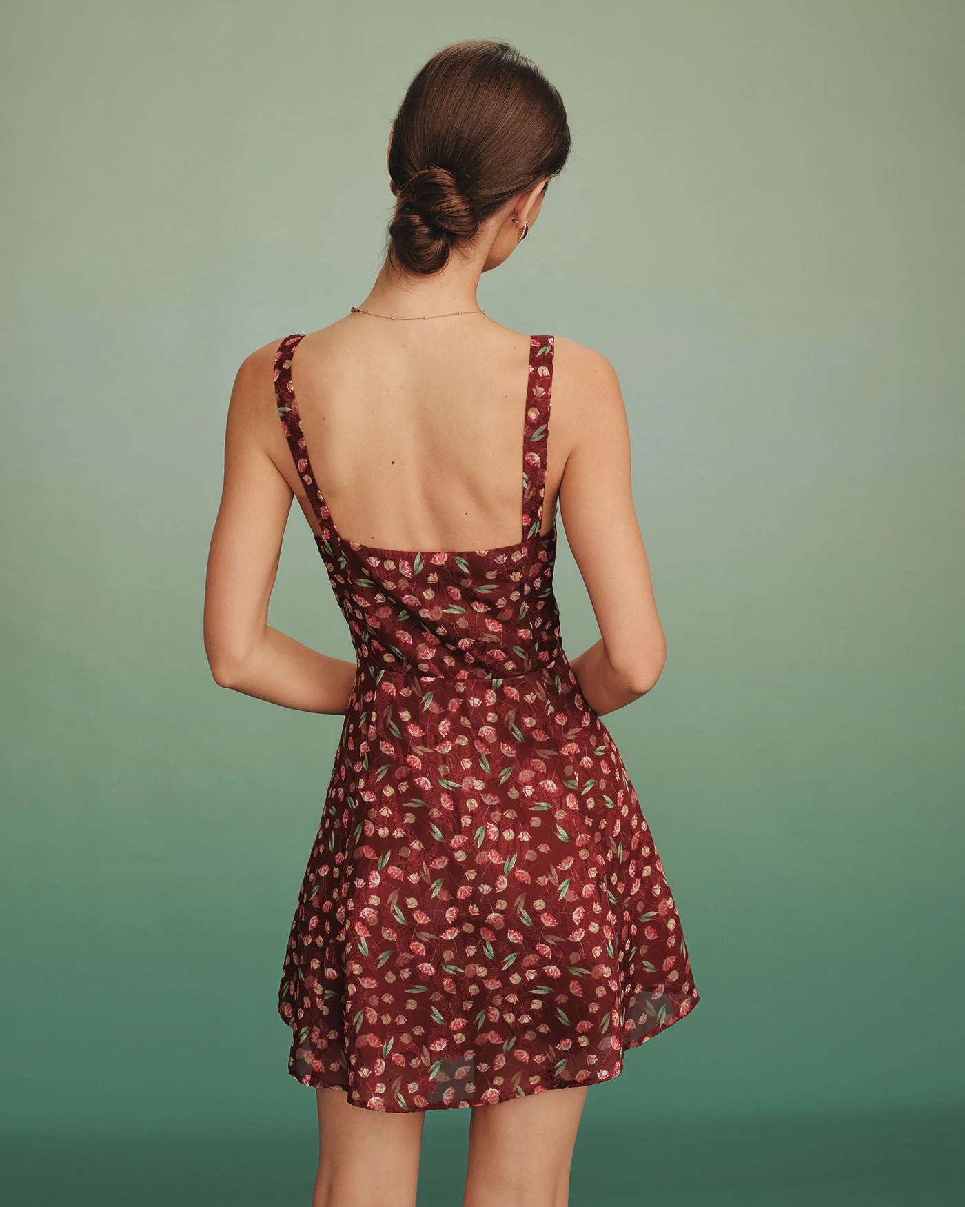 Red Tie Floral Slip Mini Dress - Image 6