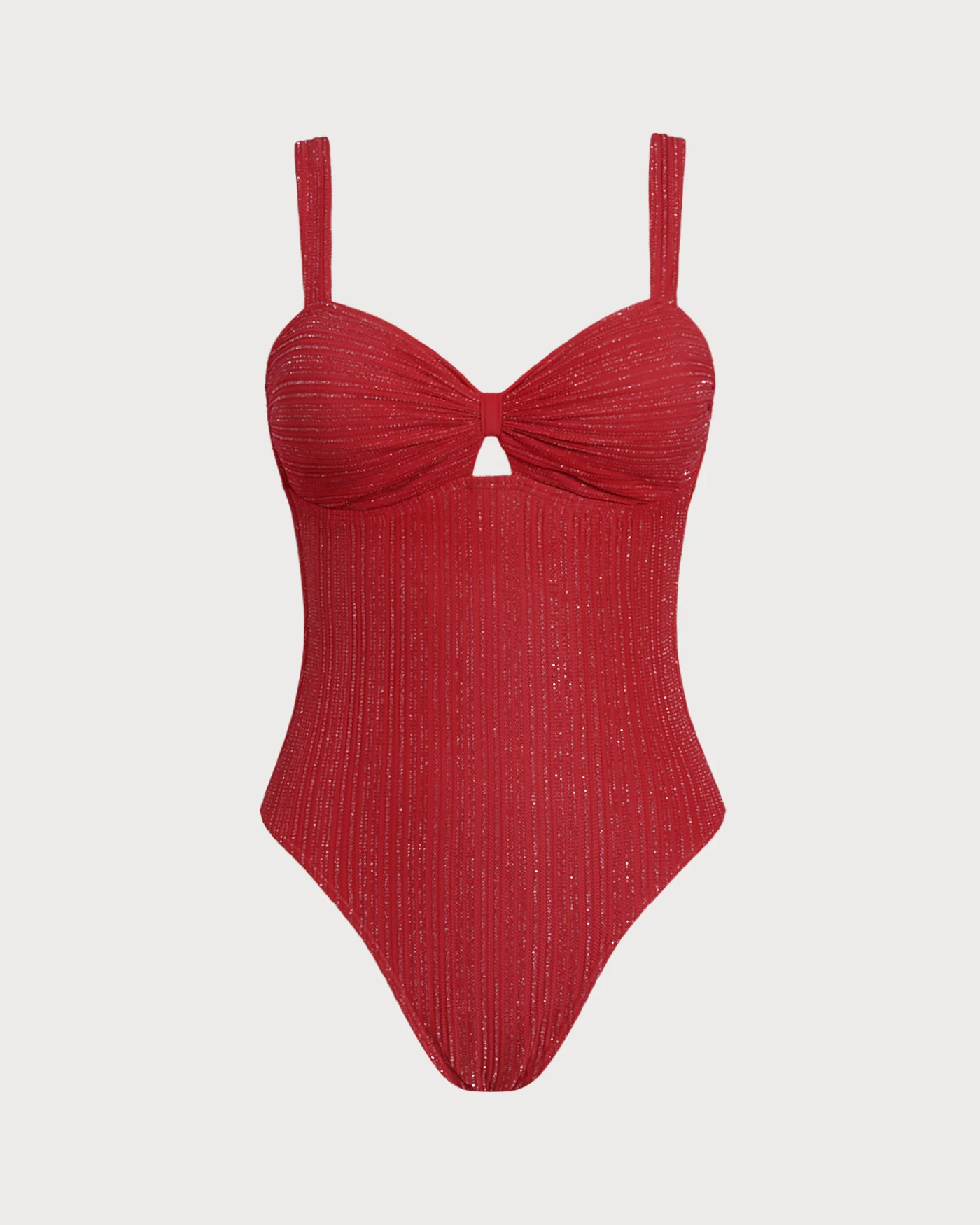Red V Neck Bralette One Piece Swimwear - Image 3
