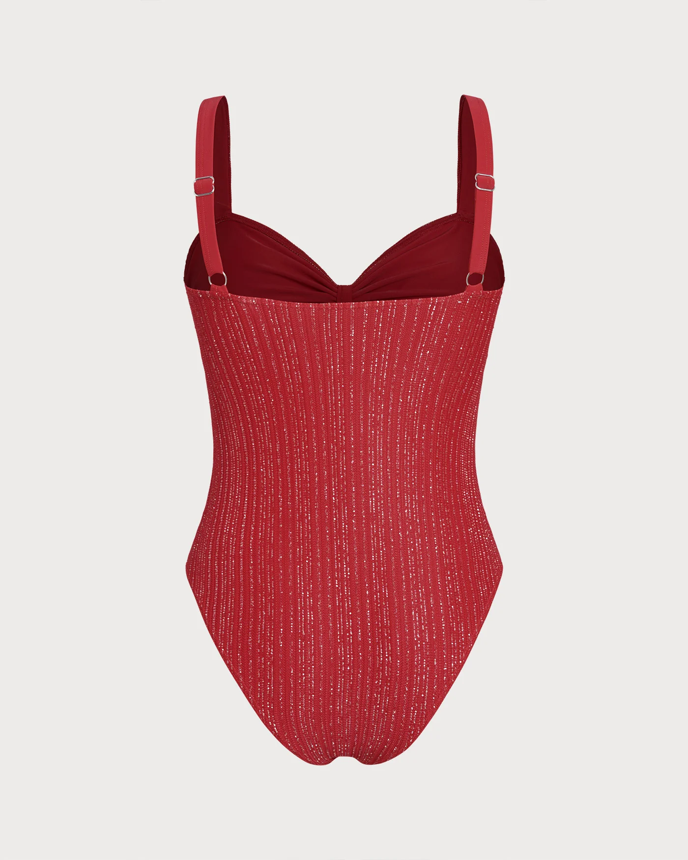 Red V Neck Bralette One Piece Swimwear - Image 5