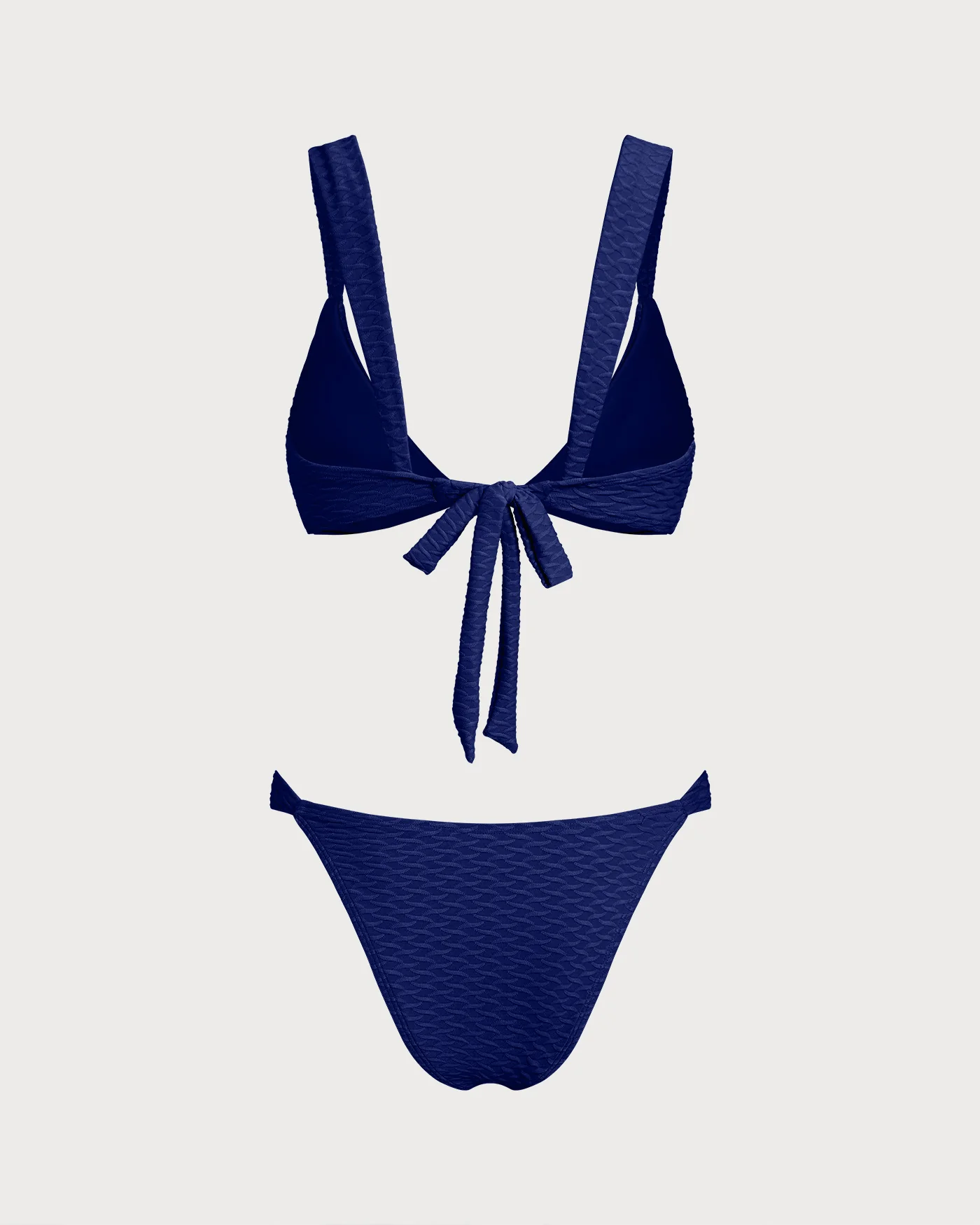 Royal Blue Textured Triangle Bikini Set - Image 3