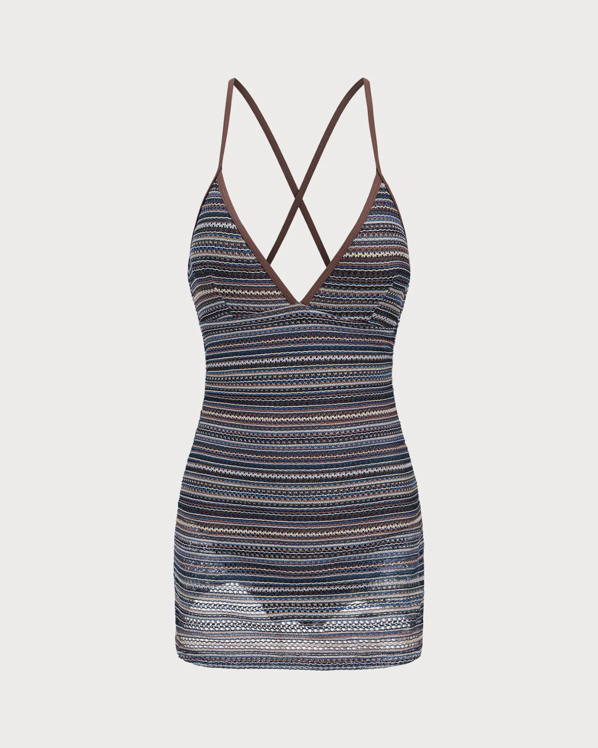 Striped Backless One Piece Swimwear - Image 6