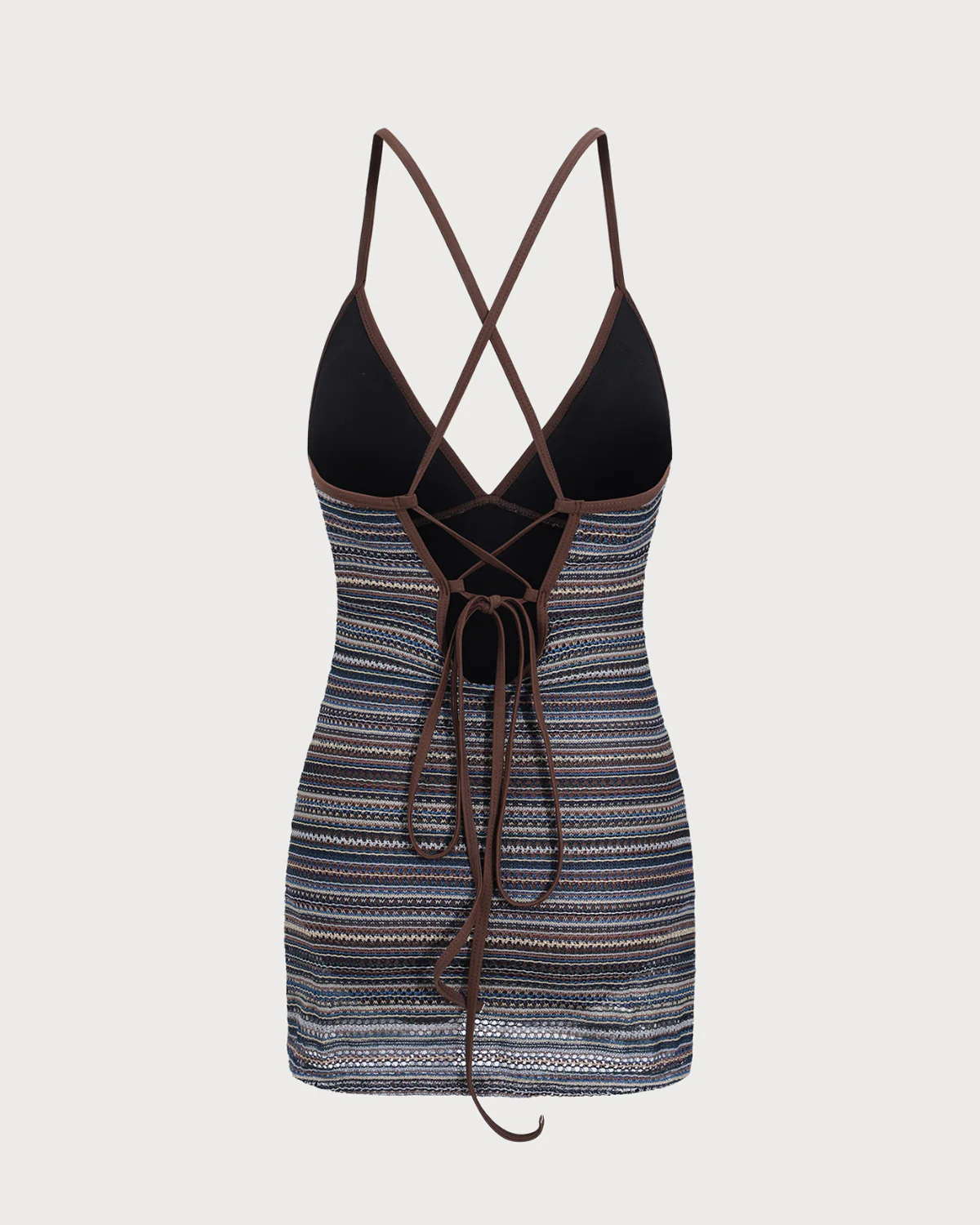 Striped Backless One Piece Swimwear - Image 7
