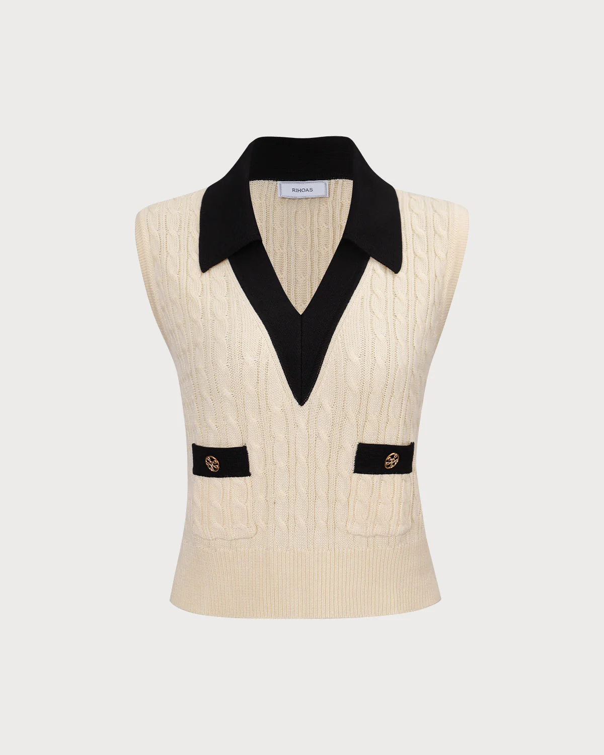 The Apricot Collared Colorblock Knit Tank Top - Image 5