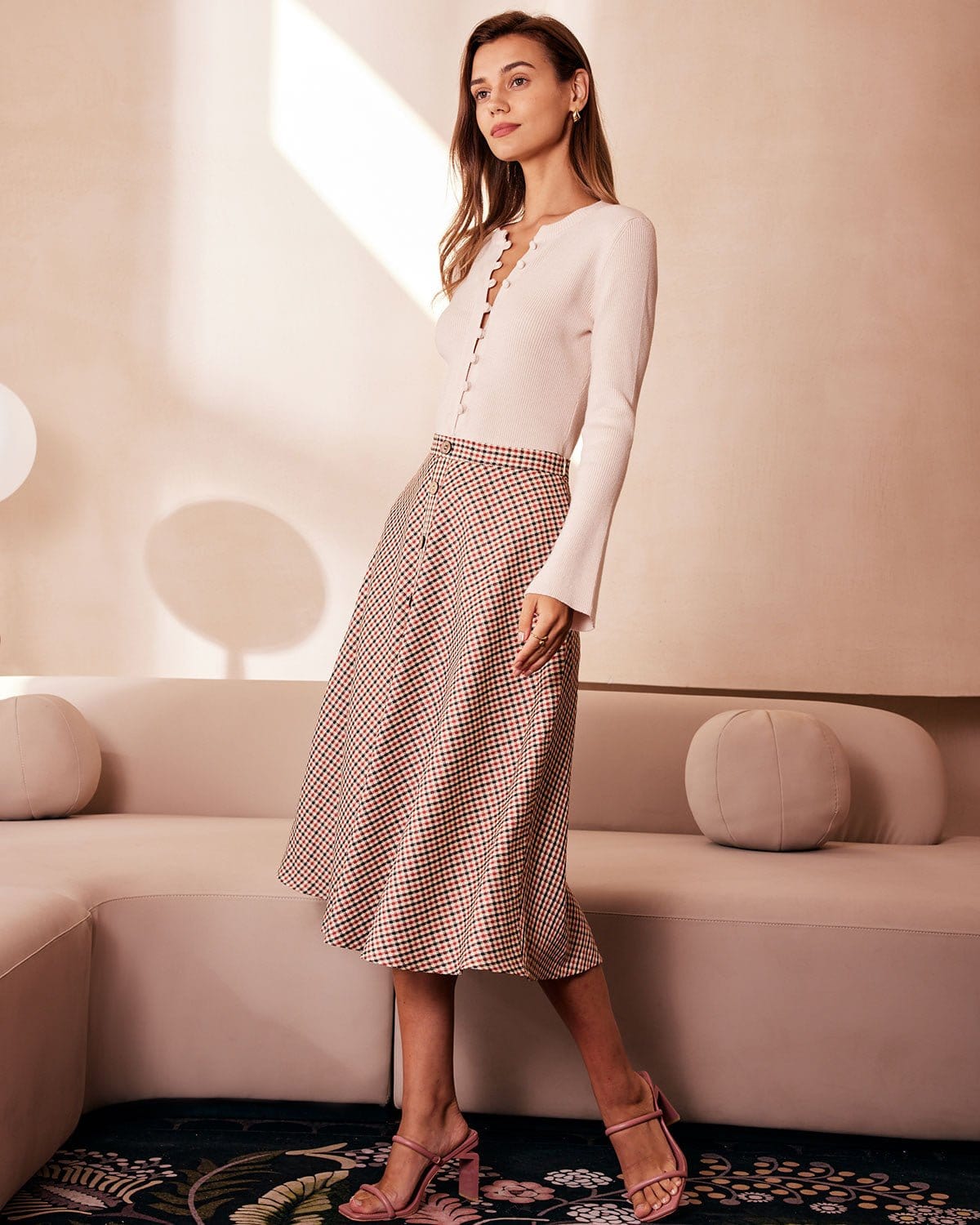 The Apricot Round Neck Button Up Knit Top - Image 4
