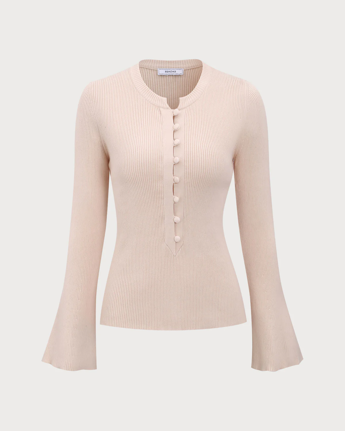The Apricot Round Neck Button Up Knit Top - Image 7