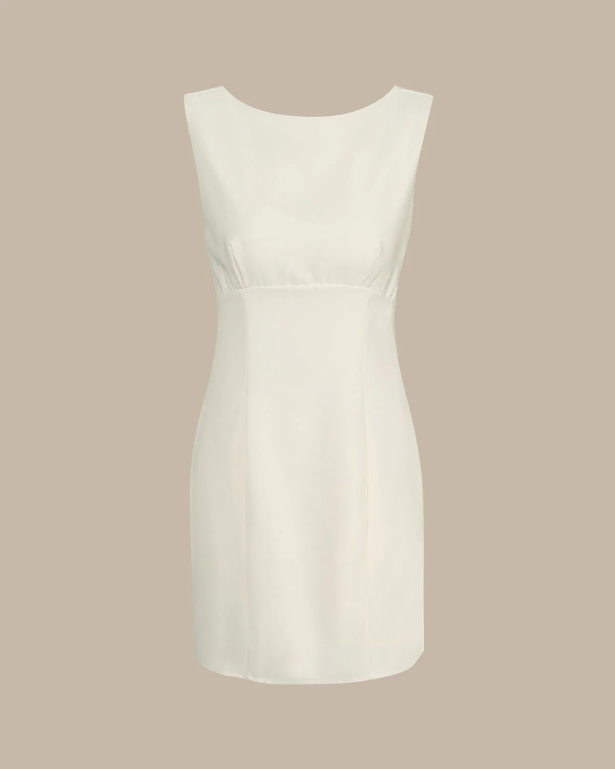 The Beige Boat Neck Back Bowknot Mini Dress - Image 6